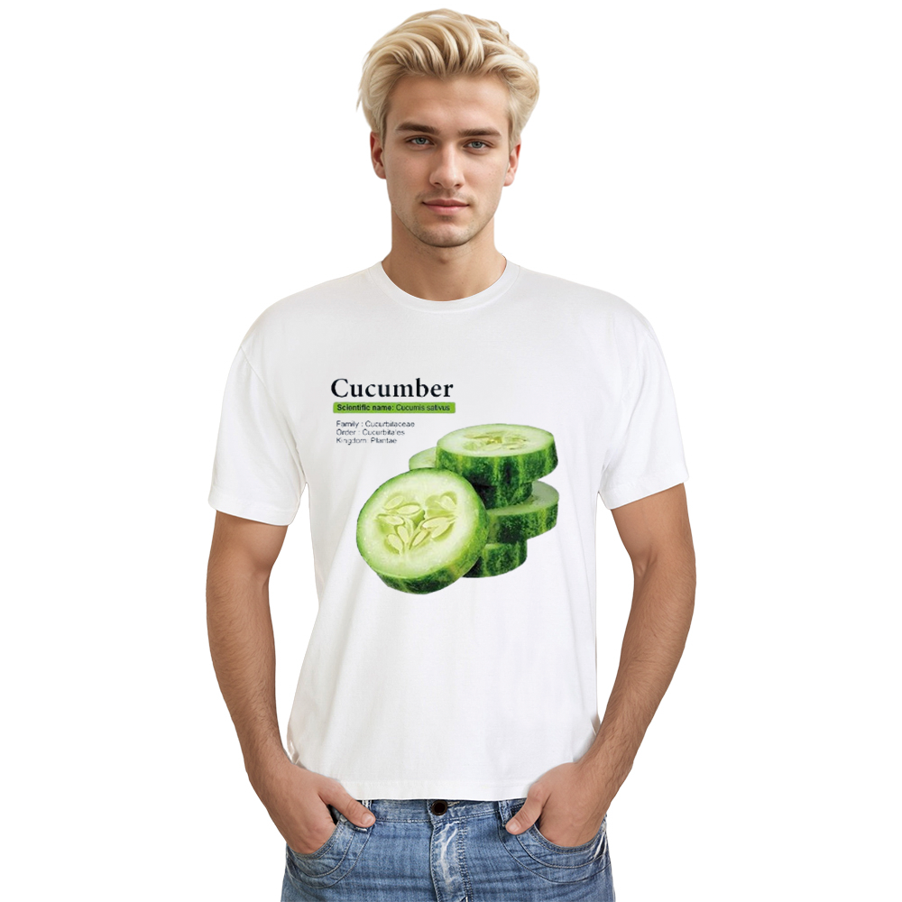 Adult Unisex Cucumber Graphic Vegetable Food Lover White T-shirt Costume