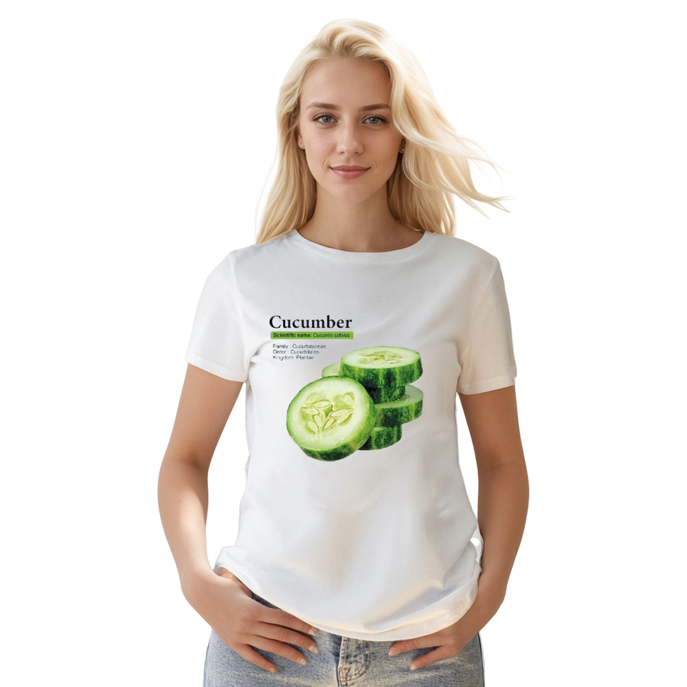 Adult Unisex Cucumber Graphic Vegetable Food Lover White T-shirt Costume