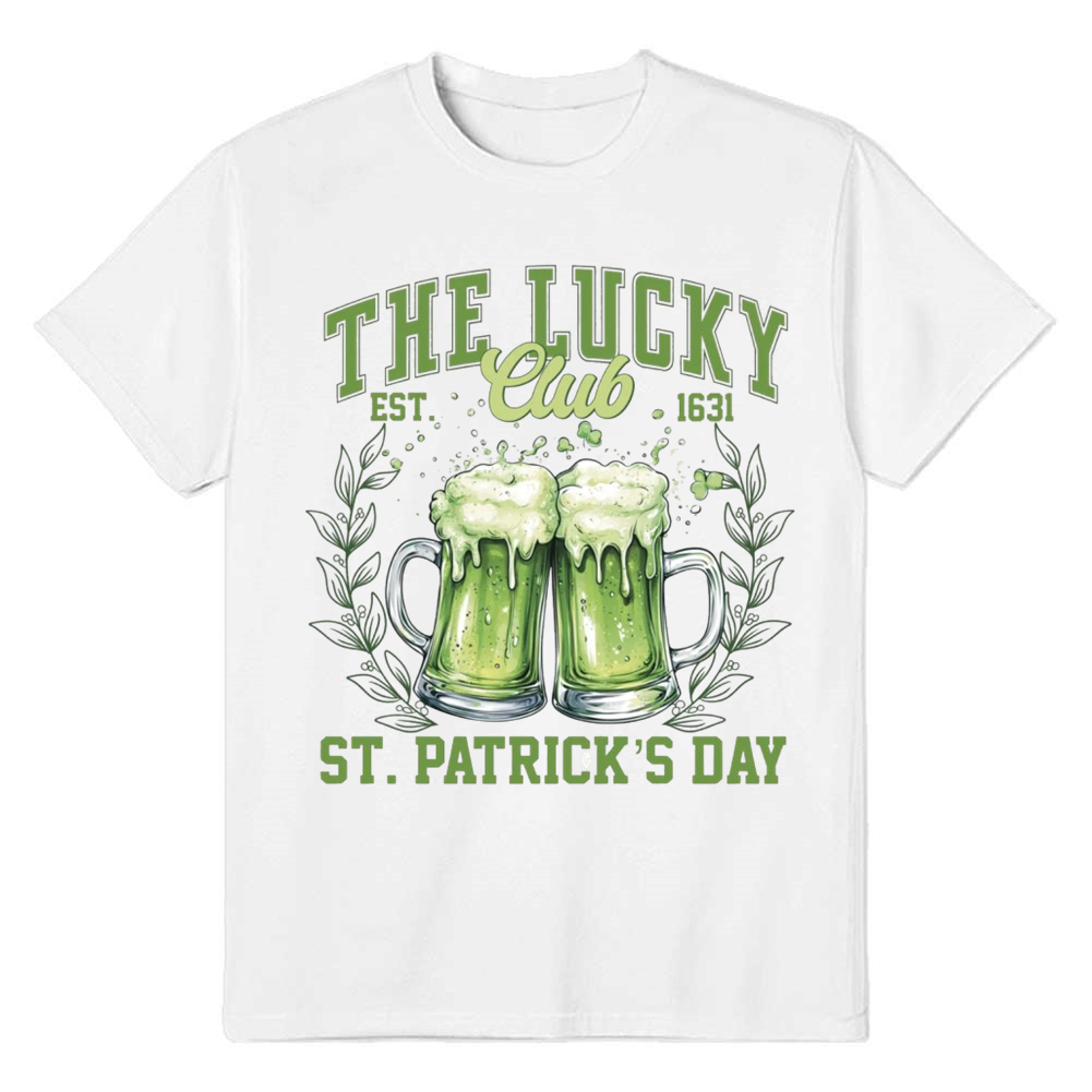 The Lucky Club Sublimation Adult Unisex St. Patrick's Day White T-shirt