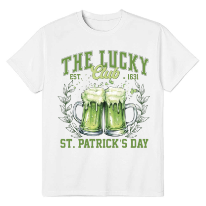 The Lucky Club Sublimation Adult Unisex St. Patrick's Day White T-shirt
