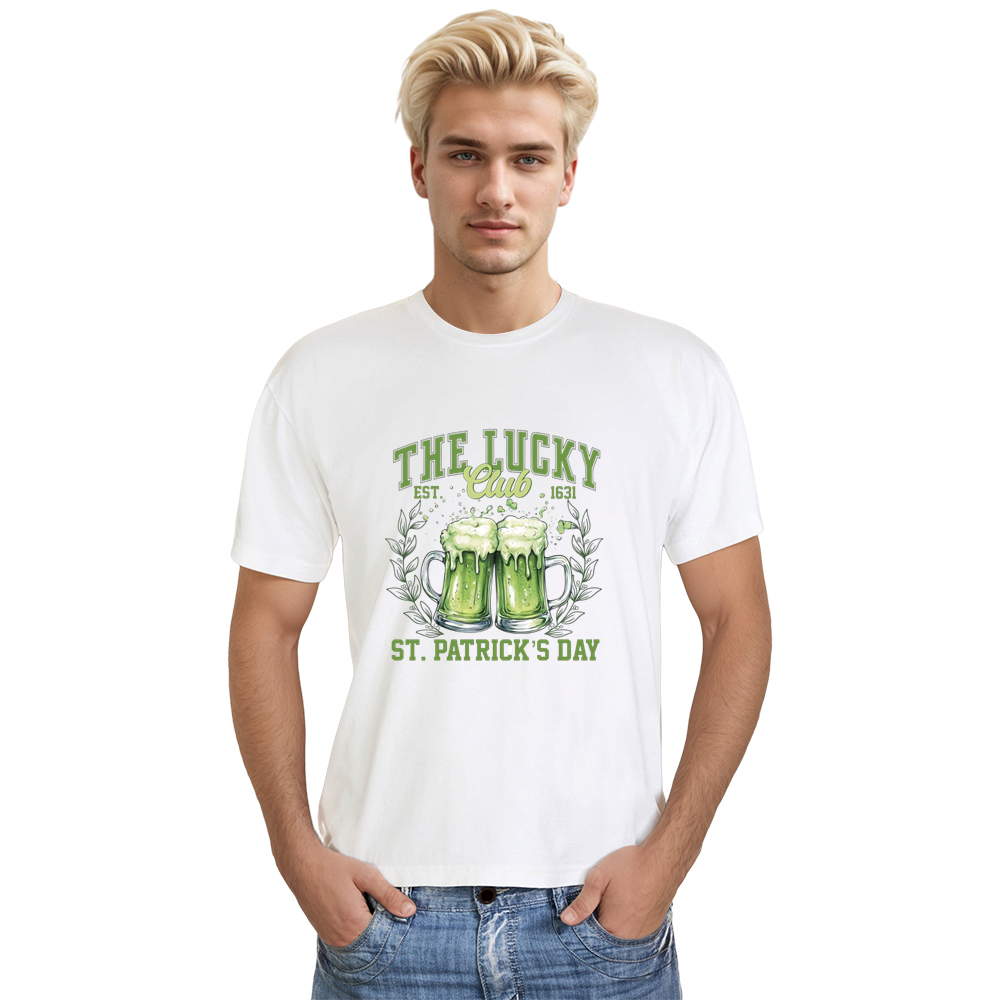 The Lucky Club Sublimation Adult Unisex St. Patrick's Day White T-shirt