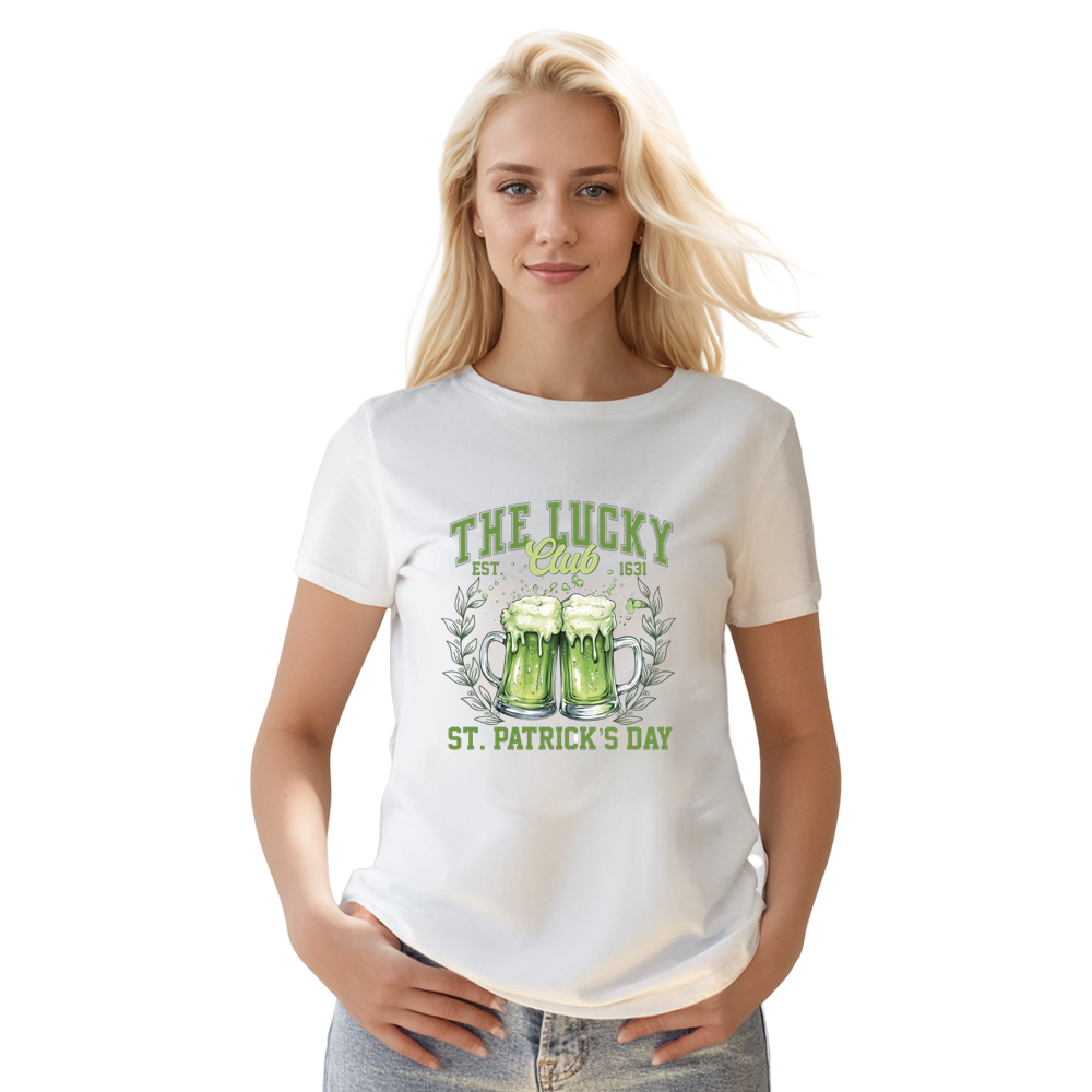 The Lucky Club Sublimation Adult Unisex St. Patrick's Day White T-shirt