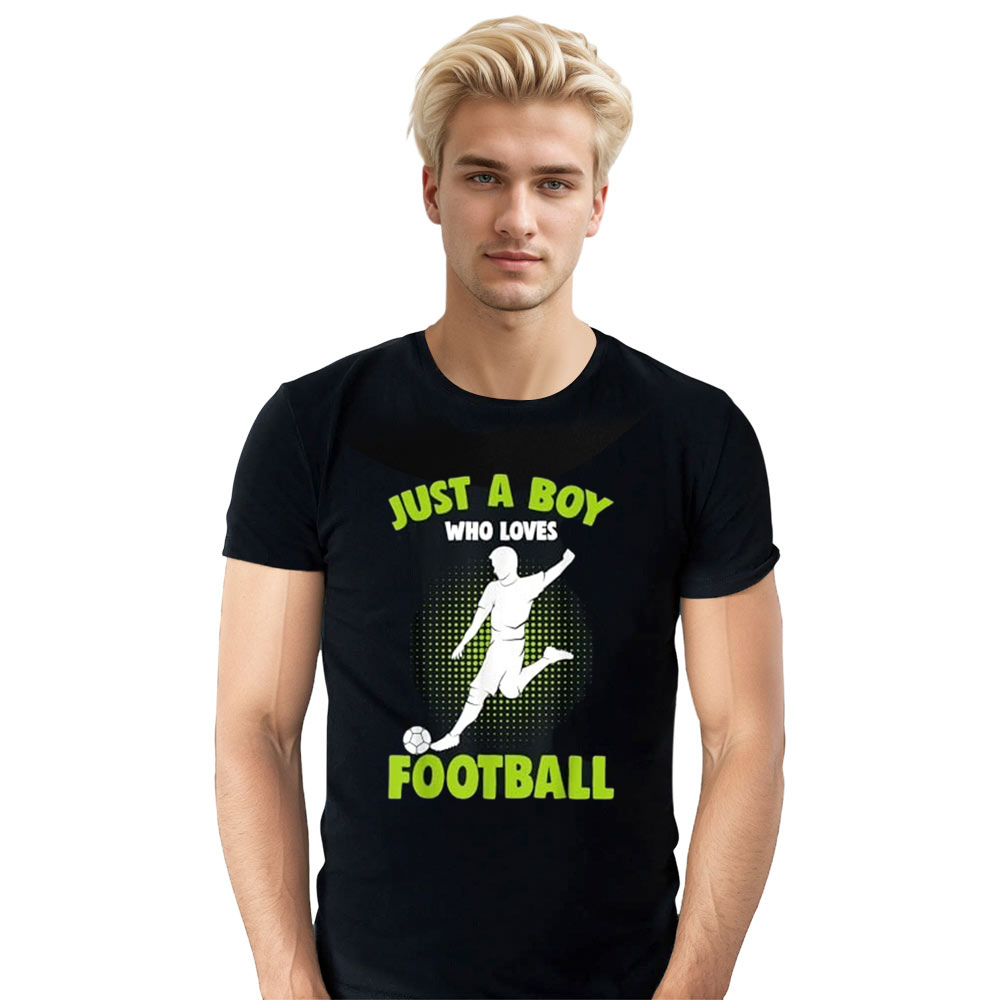 Adult Unisex Just A Boy Who Loves Football Player Football Lover Black T-shirt Costume