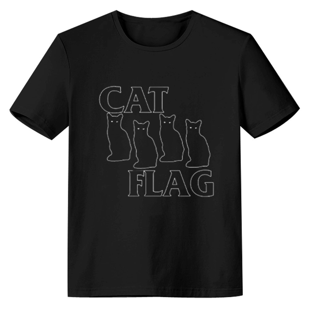 Adult Unisex Cat Flag Pet Lover Black T-shirt Costume