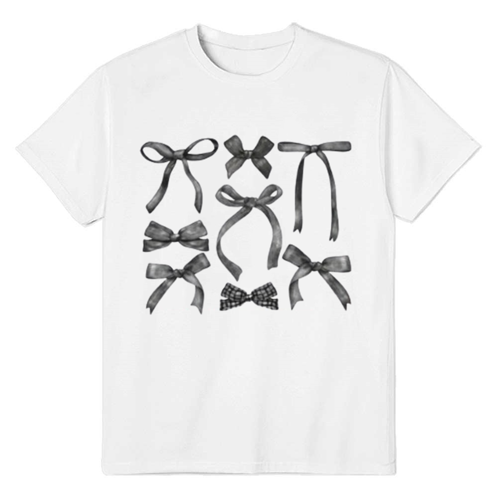 Adult Woman Summer Black Bow White T-shirt Costume