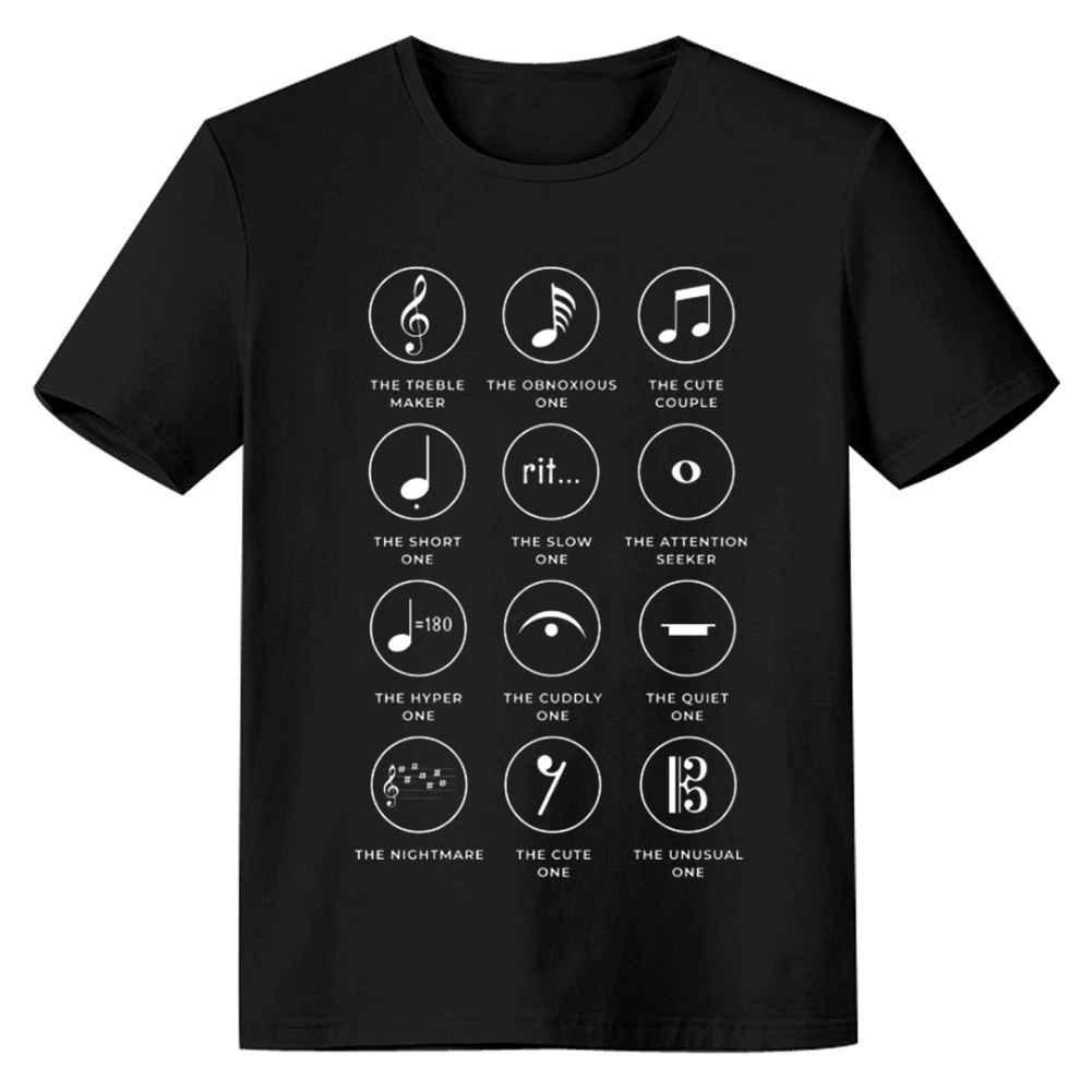 Adult Unisex Musical Notes Symbol Definition Humor Music Festival Black T-shirt Costume