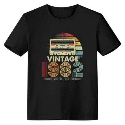 Adult Women Audiotape And Letter Graphic Tee 1982 Black T-shirt Costume