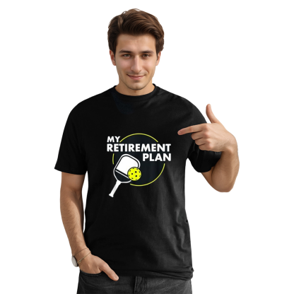 Adult Unisex My Retirement Plan Funny Pickleball Slogan Black T-shirt Costume