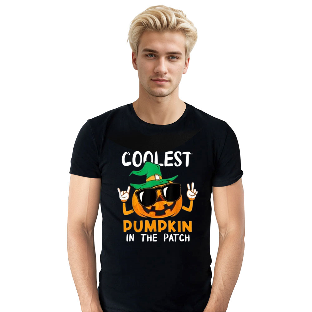 Adult Unisex Coolest Pumpkin In The Patch Halloween Black T-shirt Costume