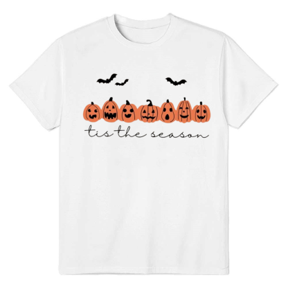Adult Unisex Pumpkin Bat Halloween White T-shirt Costume