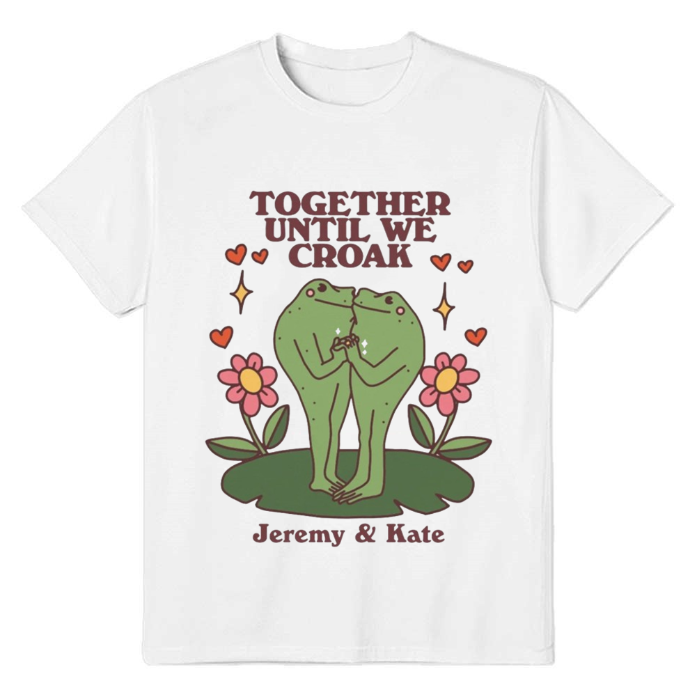 Adult Unisex Custom Frog Tee Anniversary Valentines Day Couple White T-shirt Costume