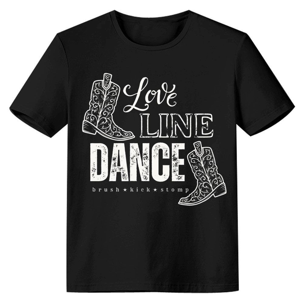 Adult Unisex Line Dance Cowgirl Boots Music Festival Black T-shirt Costume