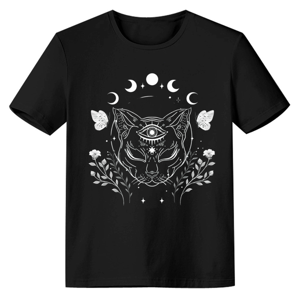 Adult Unisex Witch Cat Halloween Black T-shirt Costume