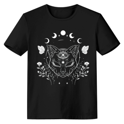 Adult Unisex Witch Cat Halloween Black T-shirt Costume