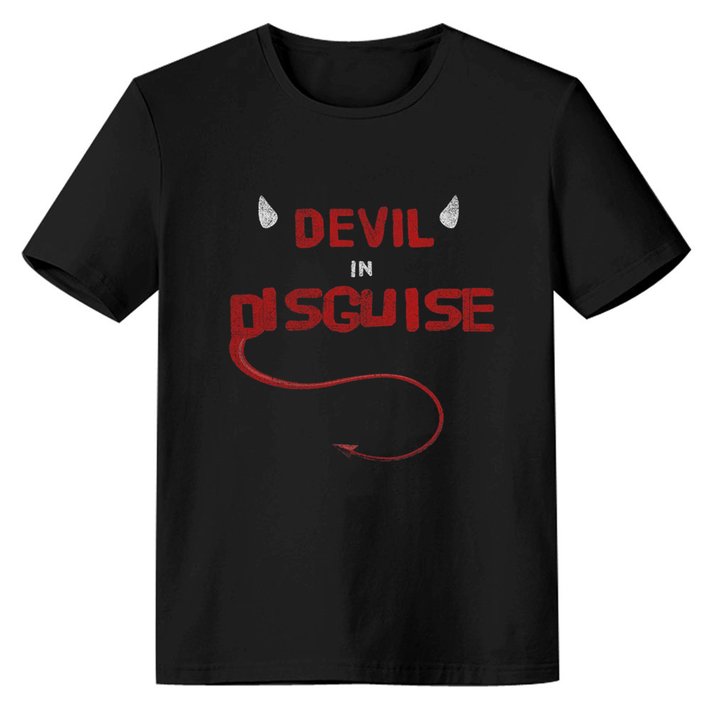 Adult Unisex Devil In Disguise Demon Halloween Black T-shirt Costume