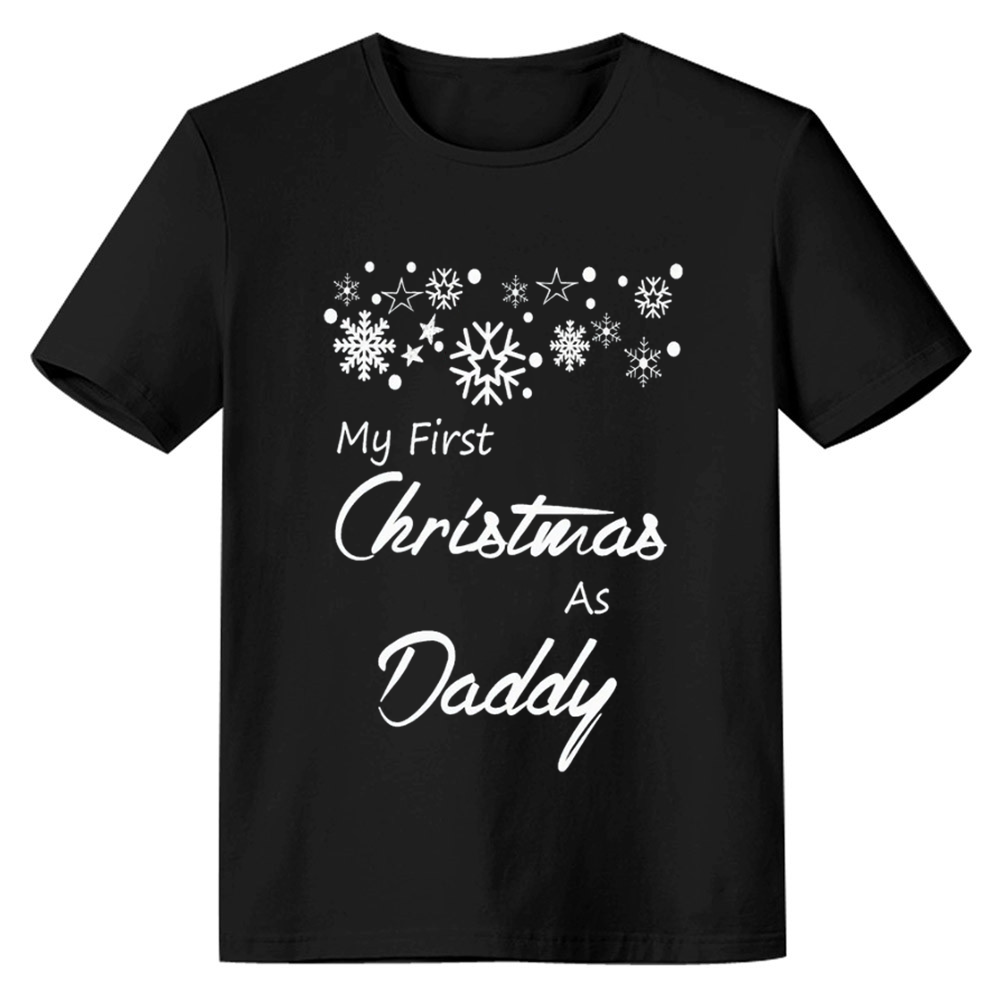 Adult First Christmas As Daddy Xmas Black Festival T-shirt