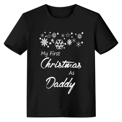 Adult First Christmas As Daddy Xmas Black Festival T-shirt