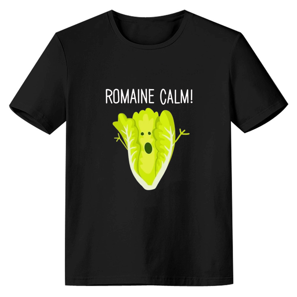 Adult Unisex Foodie Frantic Lettuce Tee Vegetable Food Lover Black T-shirt