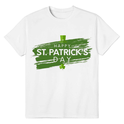 Adult Unisex St. Patrick's Day Letter White T-shirt