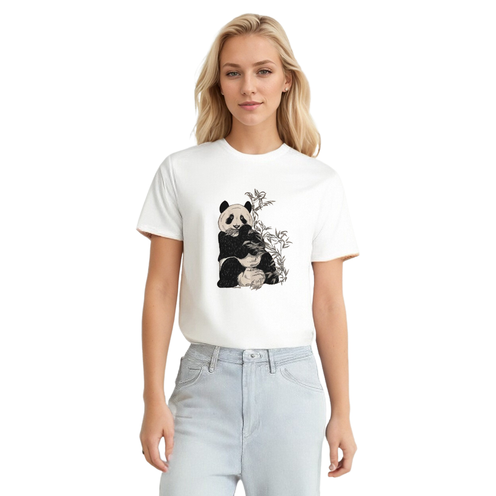 Adult Unisex Panda Bamboo Wild Animals Nature Lover White T-shirt Costume