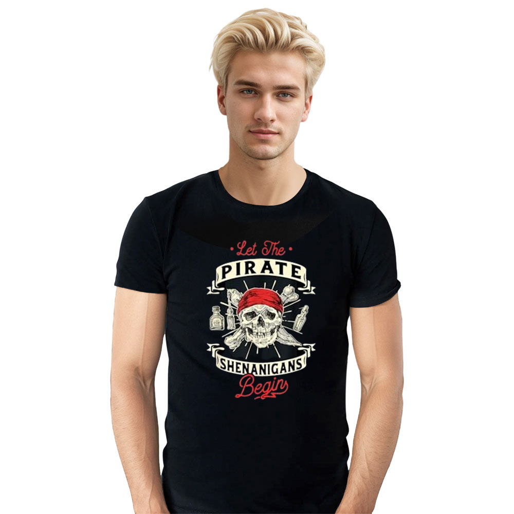 Adult Unisex Let The Pirate Shenanigans Begin Black T-shirt Costume