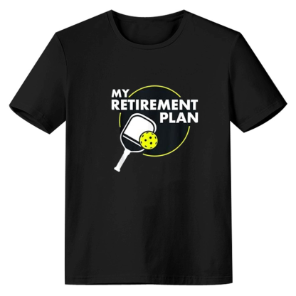 Adult Unisex My Retirement Plan Funny Pickleball Slogan Black T-shirt Costume