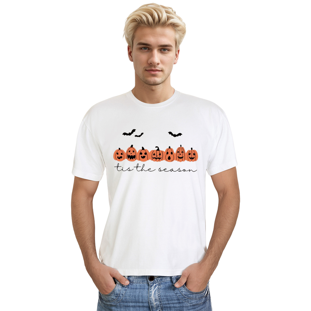 Adult Unisex Pumpkin Bat Halloween White T-shirt Costume