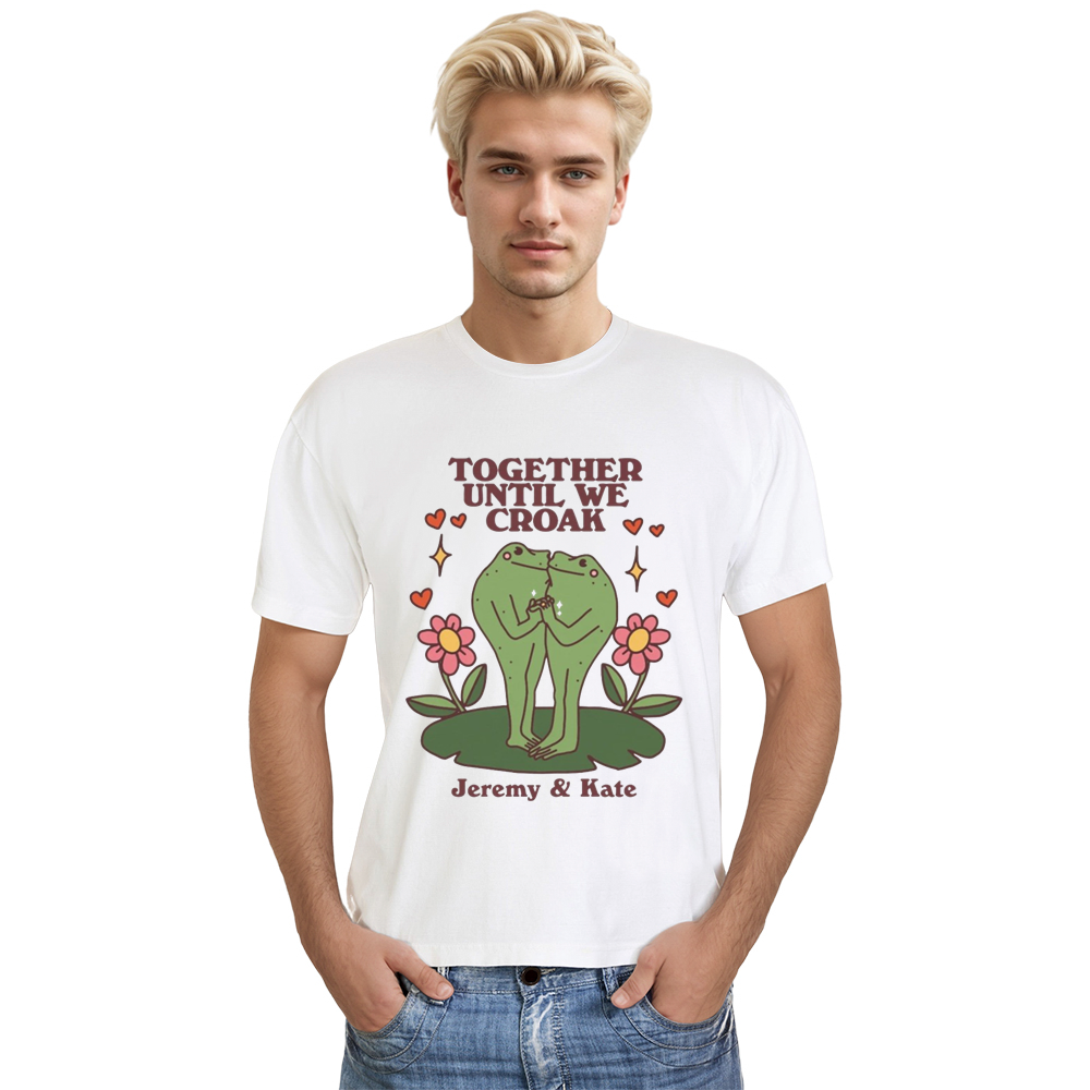 Adult Unisex Custom Frog Tee Anniversary Valentines Day Couple White T-shirt Costume