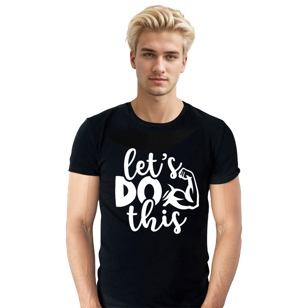 Adult Unisex Funny Gym Work Let Do This Black T-shirt Costume