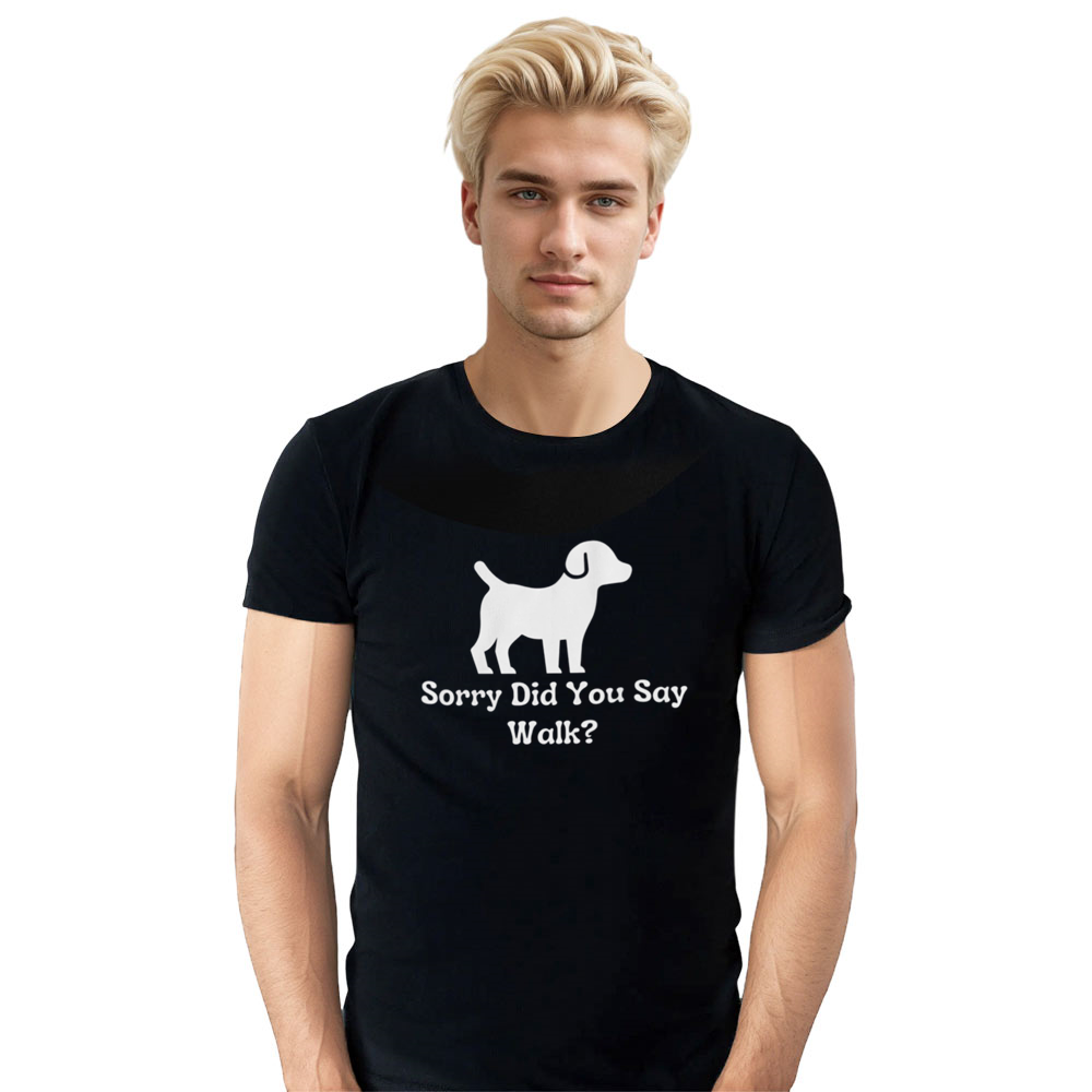 Adult Unisex Did You Say Walk Dogs Pet Lover Black T-shirt Costume