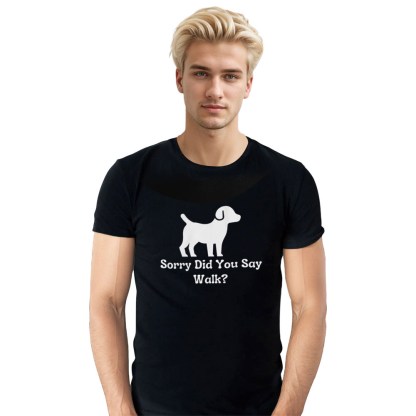 Adult Unisex Did You Say Walk Dogs Pet Lover Black T-shirt Costume