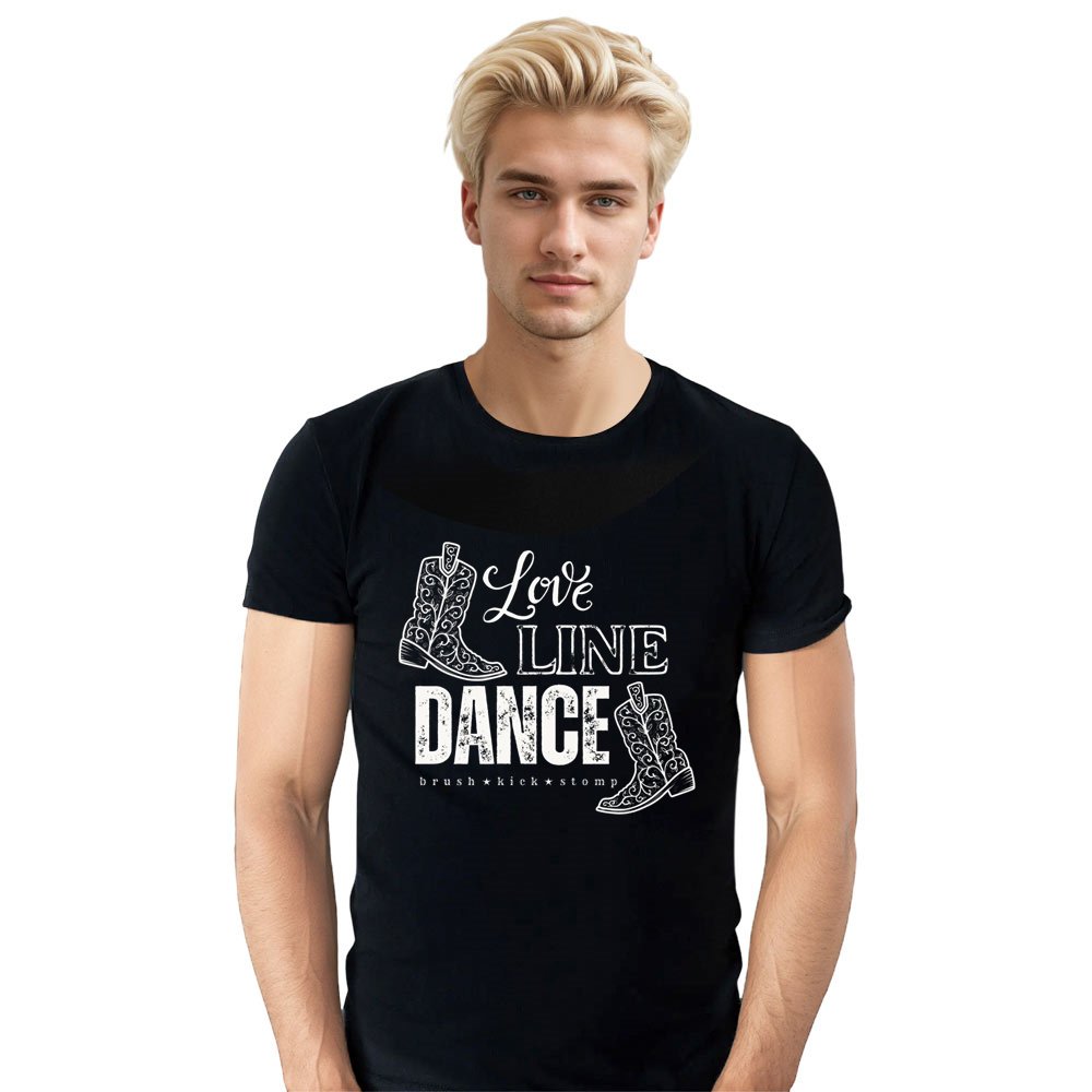 Adult Unisex Line Dance Cowgirl Boots Music Festival Black T-shirt Costume