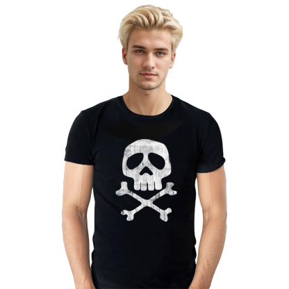 Adult Unisex Pirate Flag Pattern Black Pirate Lover T-shirt Costume