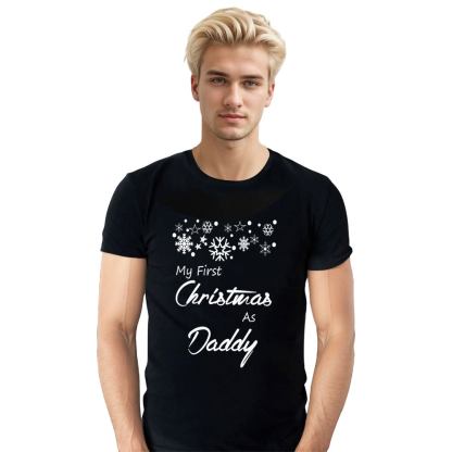 Adult First Christmas As Daddy Xmas Black Festival T-shirt