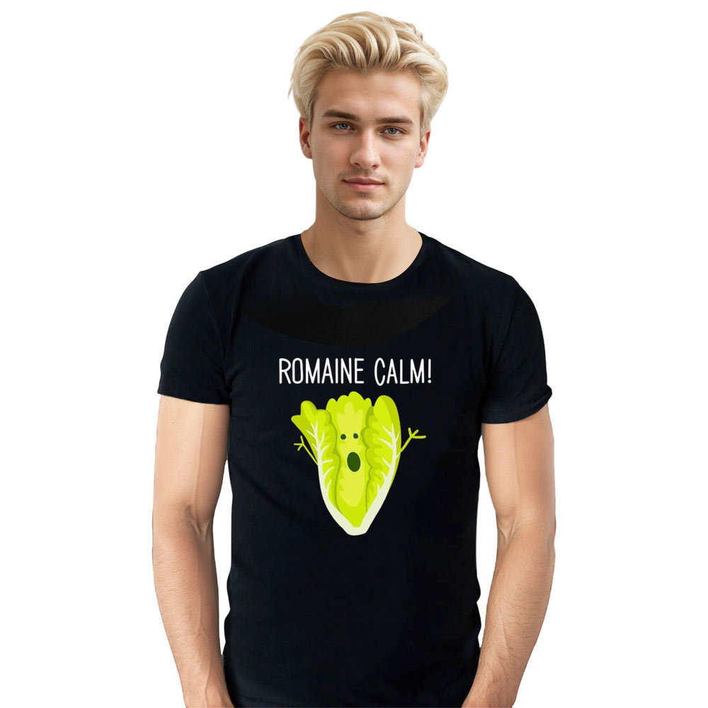 Adult Unisex Foodie Frantic Lettuce Tee Vegetable Food Lover Black T-shirt