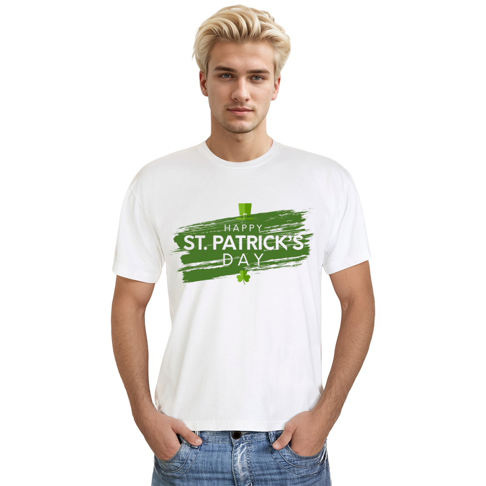 Adult Unisex St. Patrick's Day Letter White T-shirt