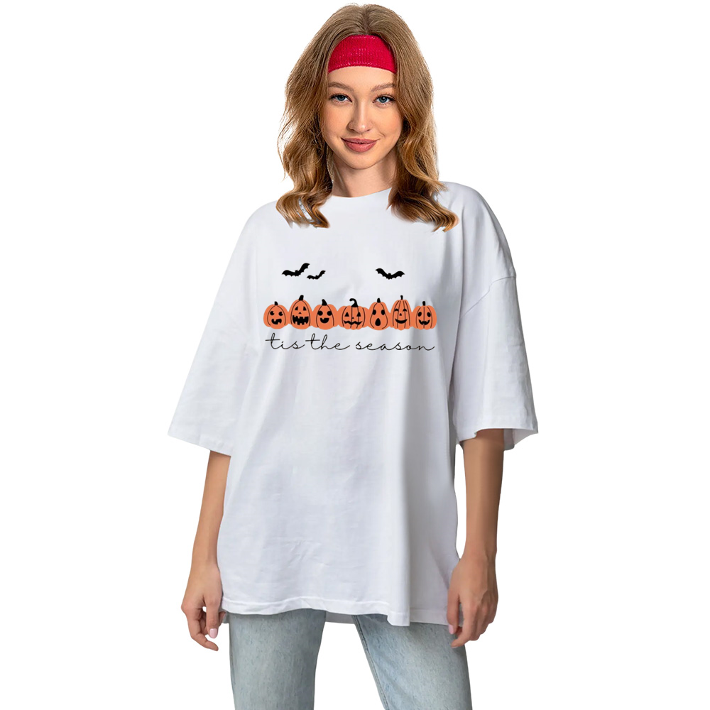 Adult Unisex Pumpkin Bat Halloween White T-shirt Costume