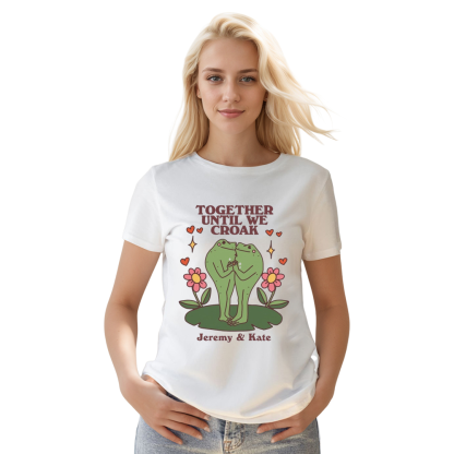 Adult Unisex Custom Frog Tee Anniversary Valentines Day Couple White T-shirt Costume