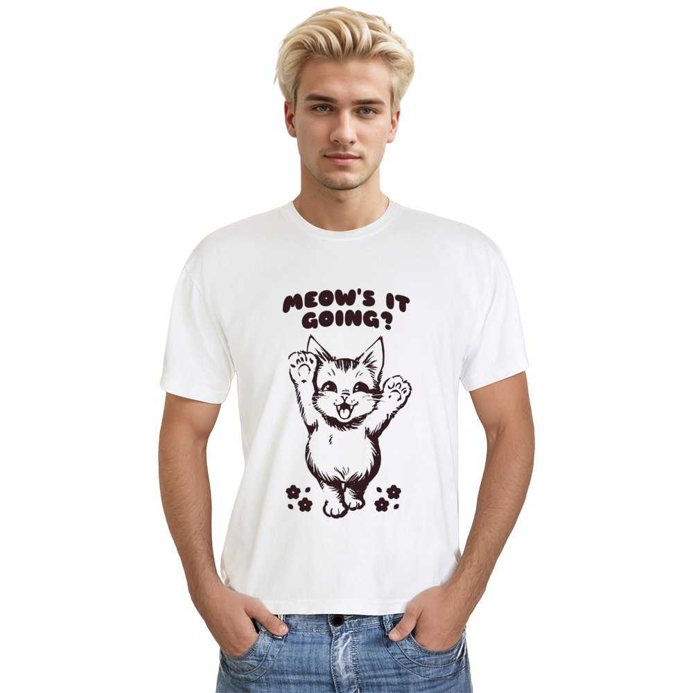 Adult Unisex Meow's It Going Tee Cat Pet Lover White T-shirt