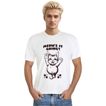 Adult Unisex Meow's It Going Tee Cat Pet Lover White T-shirt
