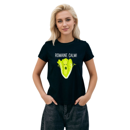 Adult Unisex Foodie Frantic Lettuce Tee Vegetable Food Lover Black T-shirt