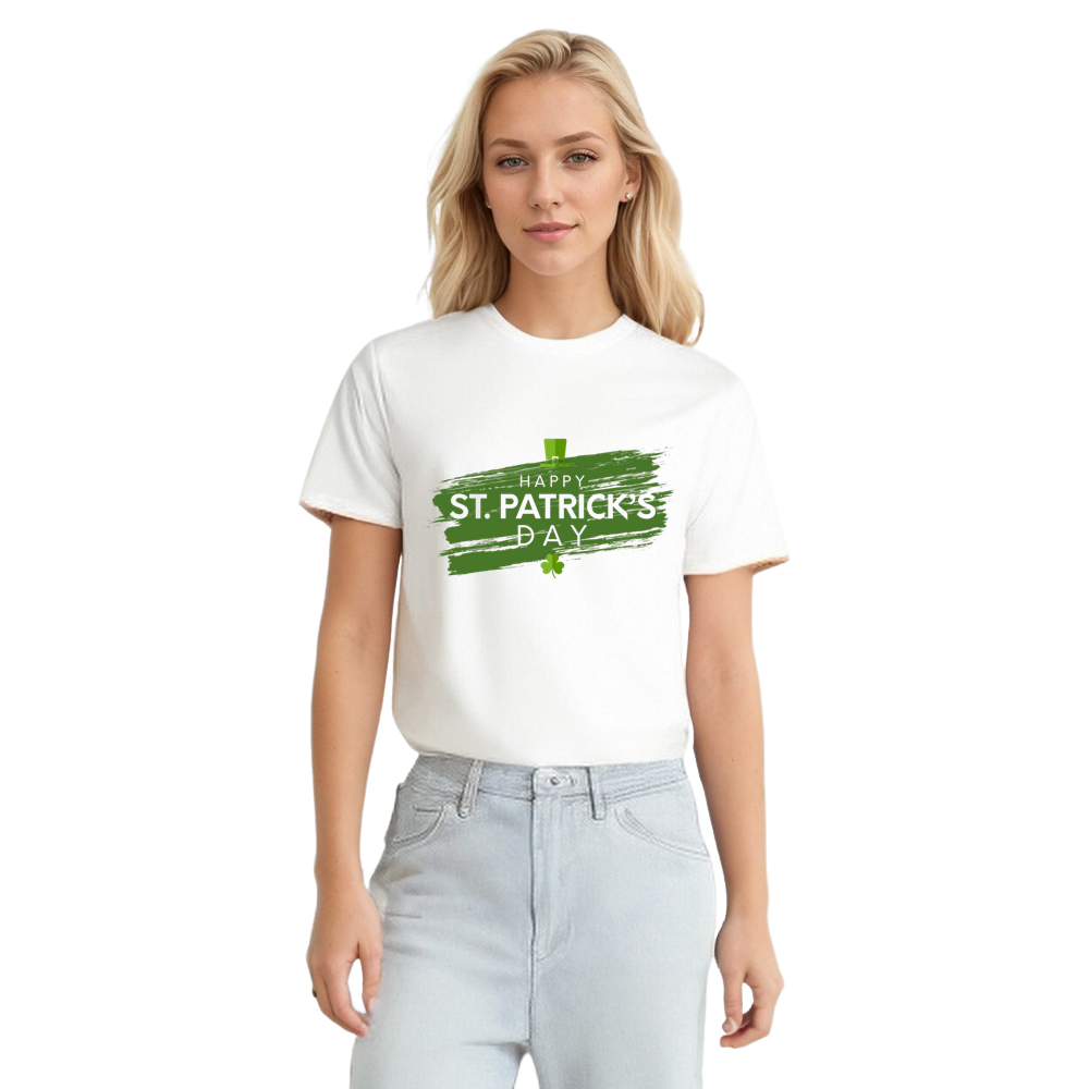 Adult Unisex St. Patrick's Day Letter White T-shirt