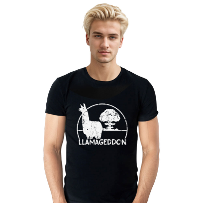Adult Unisex Funny Alpaca Farm Animals Black T-shirt Costume