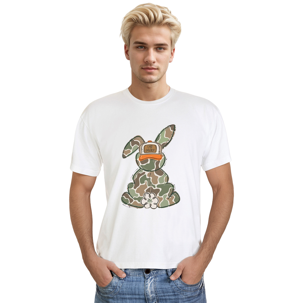 Egg Hunter Camo Easter Bunny White Adult Unisex T-shirt