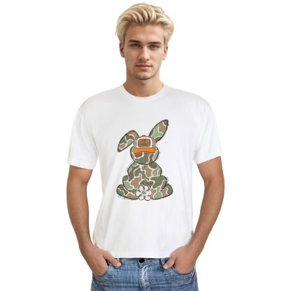 Egg Hunter Camo Easter Bunny White Adult Unisex T-shirt