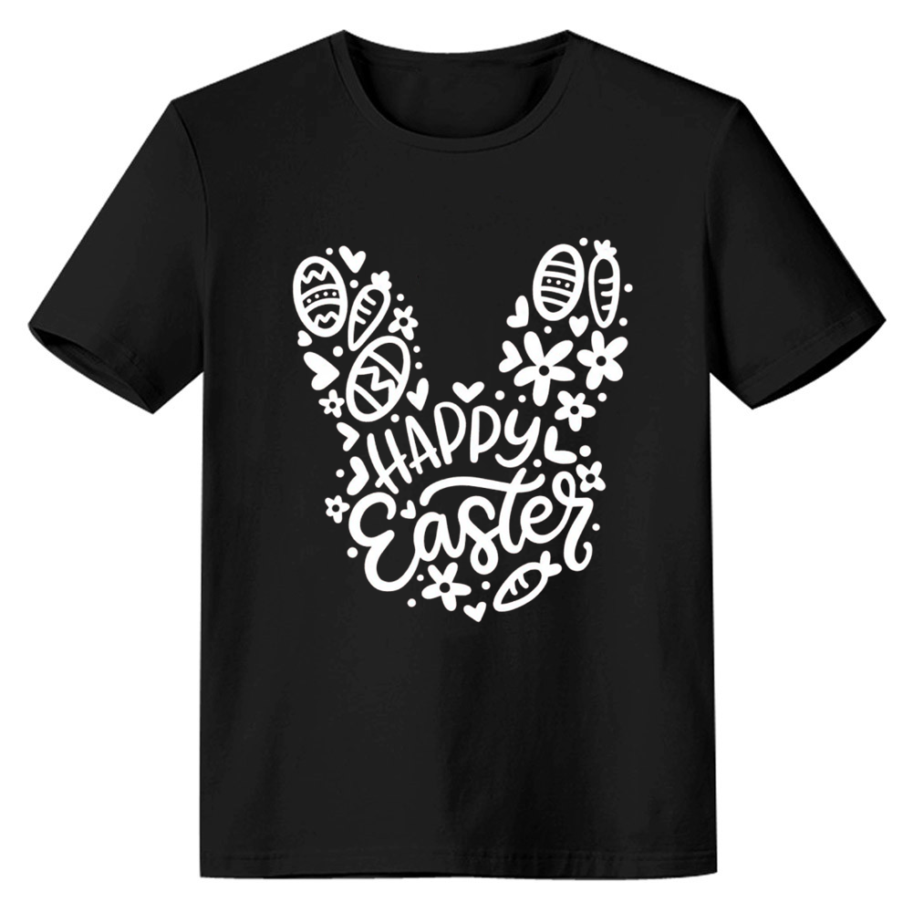 Easter Bunny Carrot Black Adult Unisex T-shirt