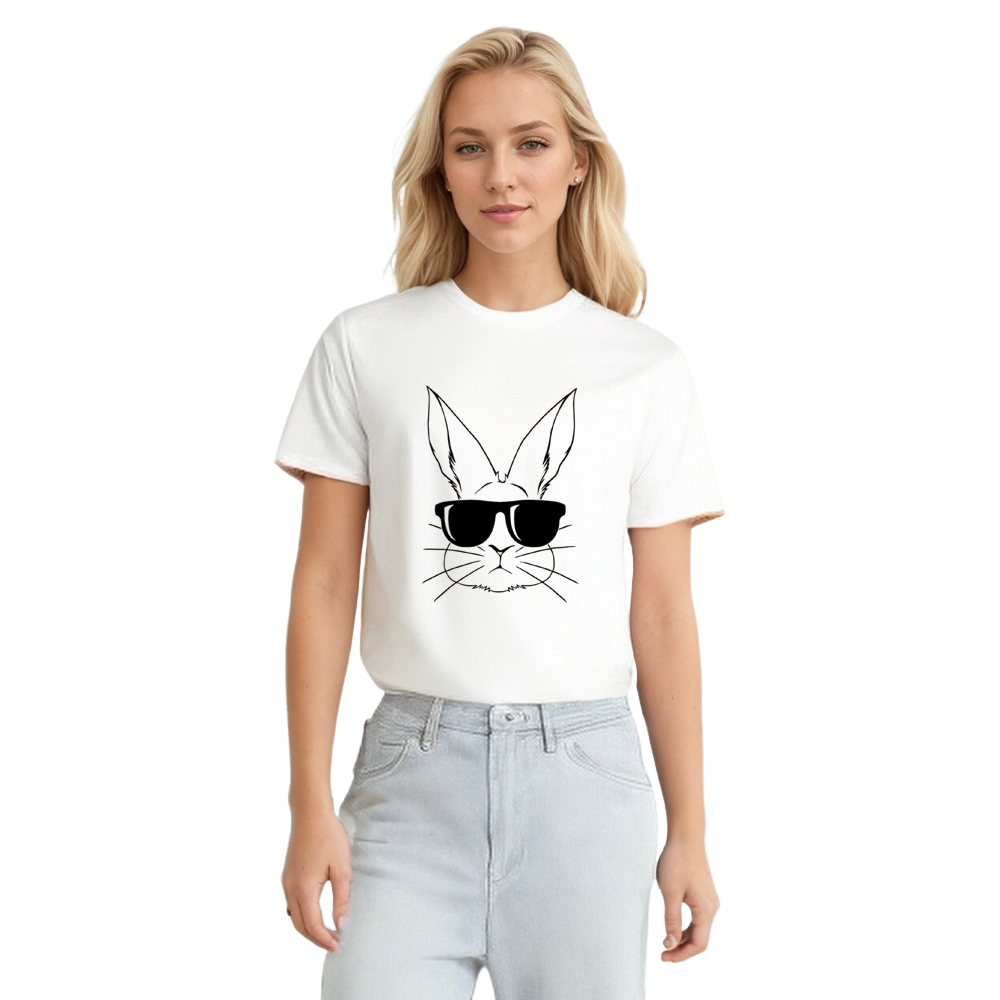 Bunny Glasses Easter White Adult Unisex T-shirt