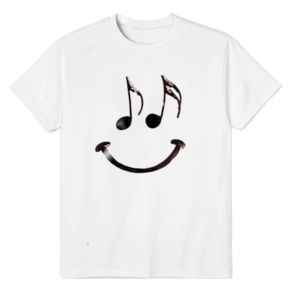 Adult Unisex Musical Note Emotion Music Festival White Short Sleeve T-