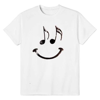 Adult Unisex Musical Note Emotion Music Festival White Short Sleeve T-shirt Outfits Top Costume