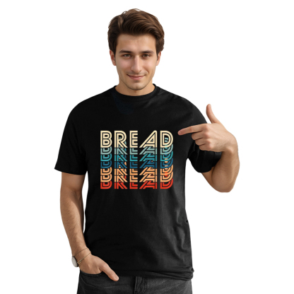 Adult Unisex Funny Bread Retro Vintage Carb Gluten Foodie Food Lover Black Short Sleeve T-shirt Costume
